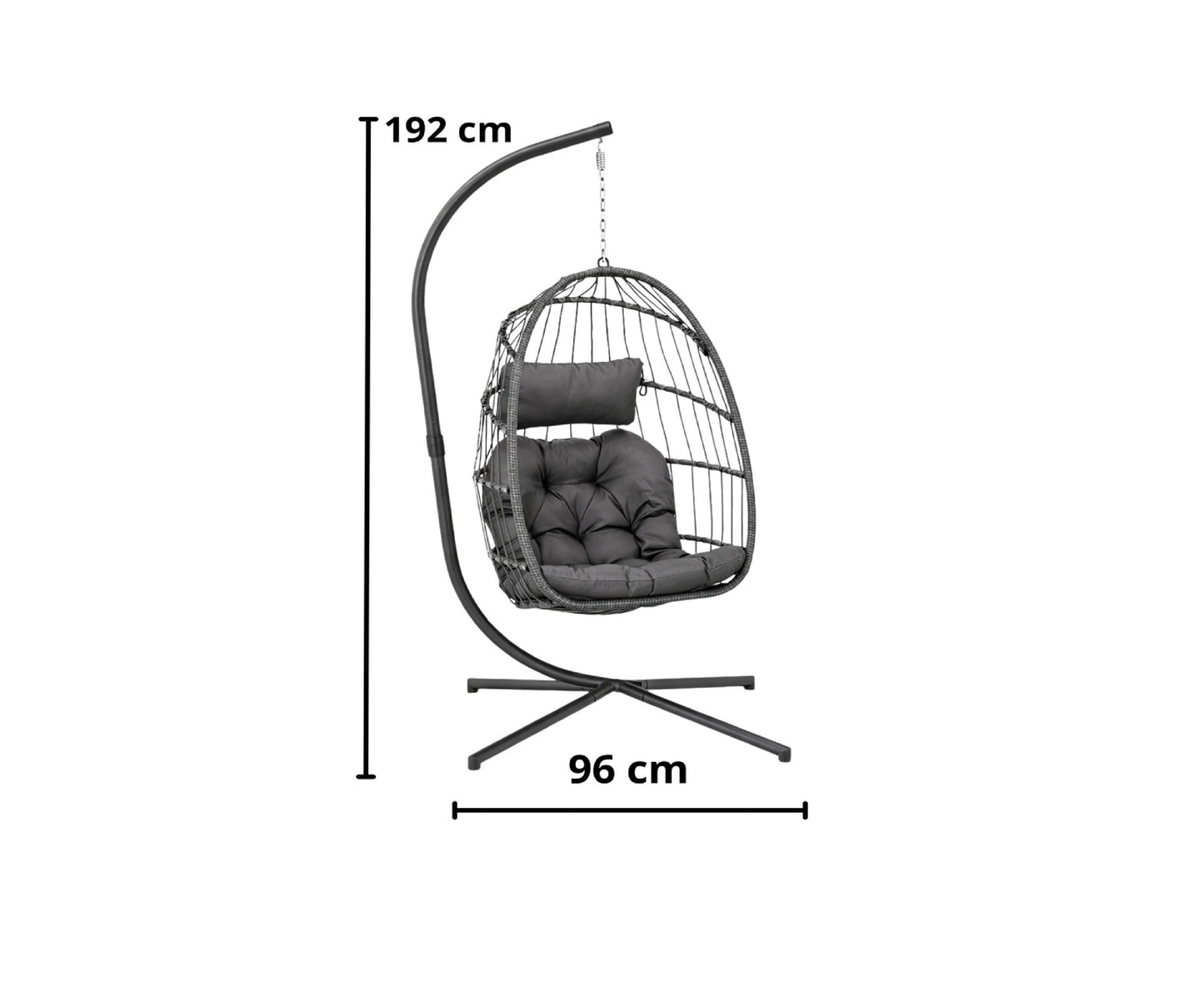 Balansoar suspendat de gradina Cocoon, 192 cm, gri, Lean 30645
