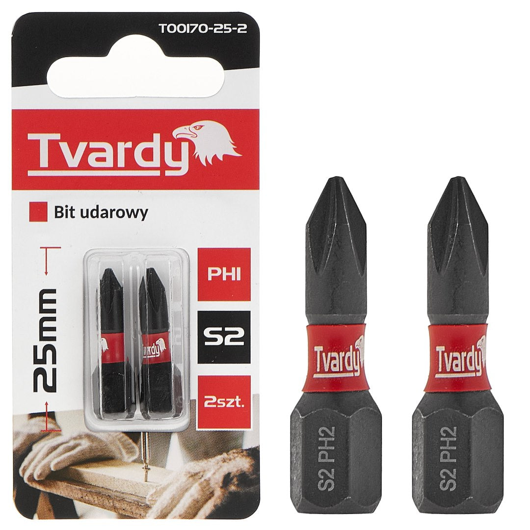 Set biti de impact PH1 S2, 25 mm, Tvardy T00170-25-2