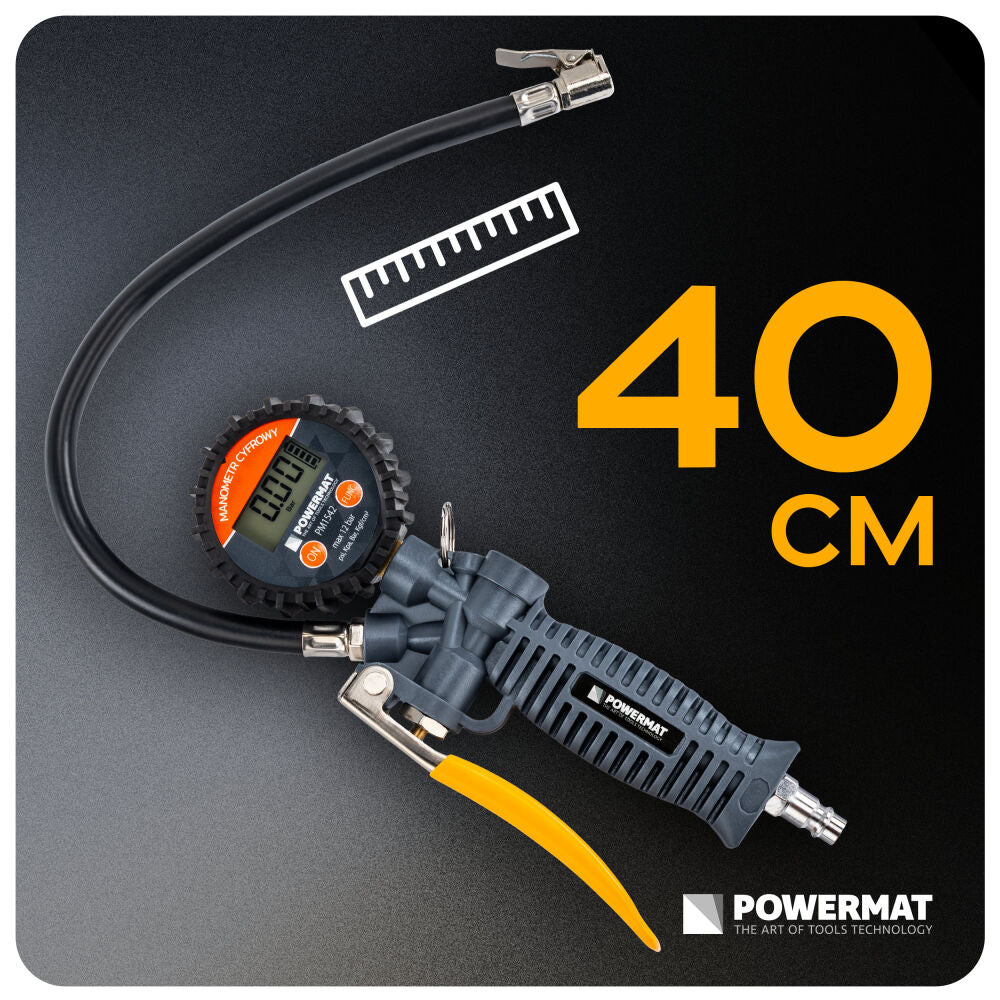 Pistol de umflat cu manometru cu afisaj LCD PM-PDPM-1T, 60 mm, Powermat PM1542