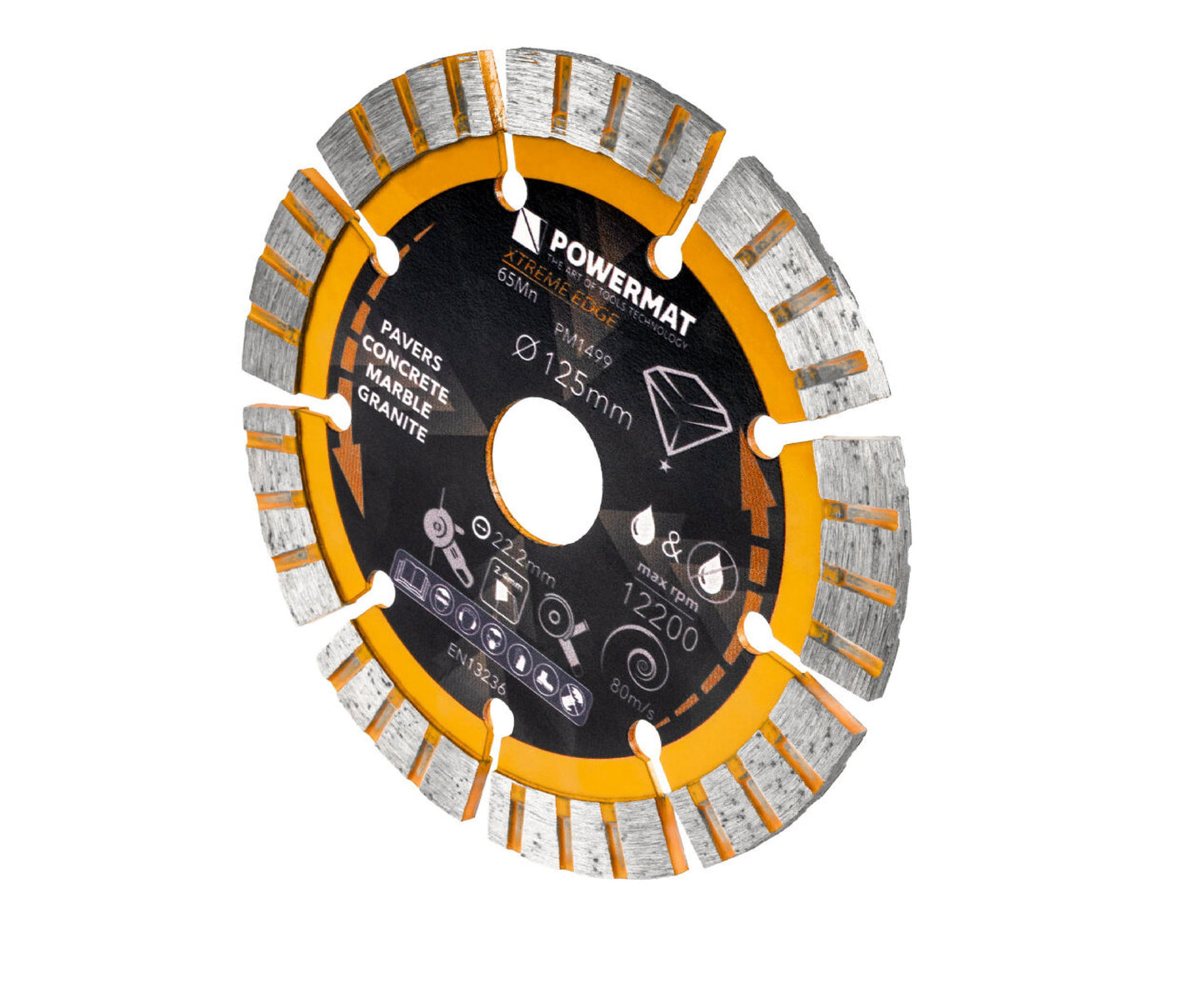 Disc diamantat segmentat PM-TDCS-1255T, 125 mm, Powermat PM1499
