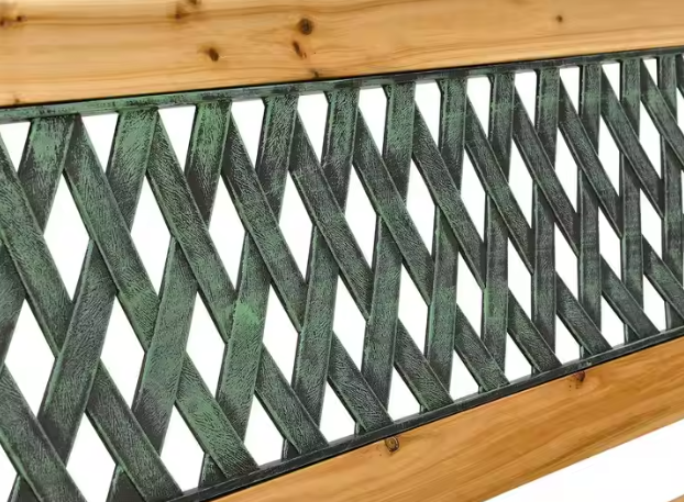 Banca de gradina din lemn cu spatar din metal, 73 x 125 cm, Lean 26568