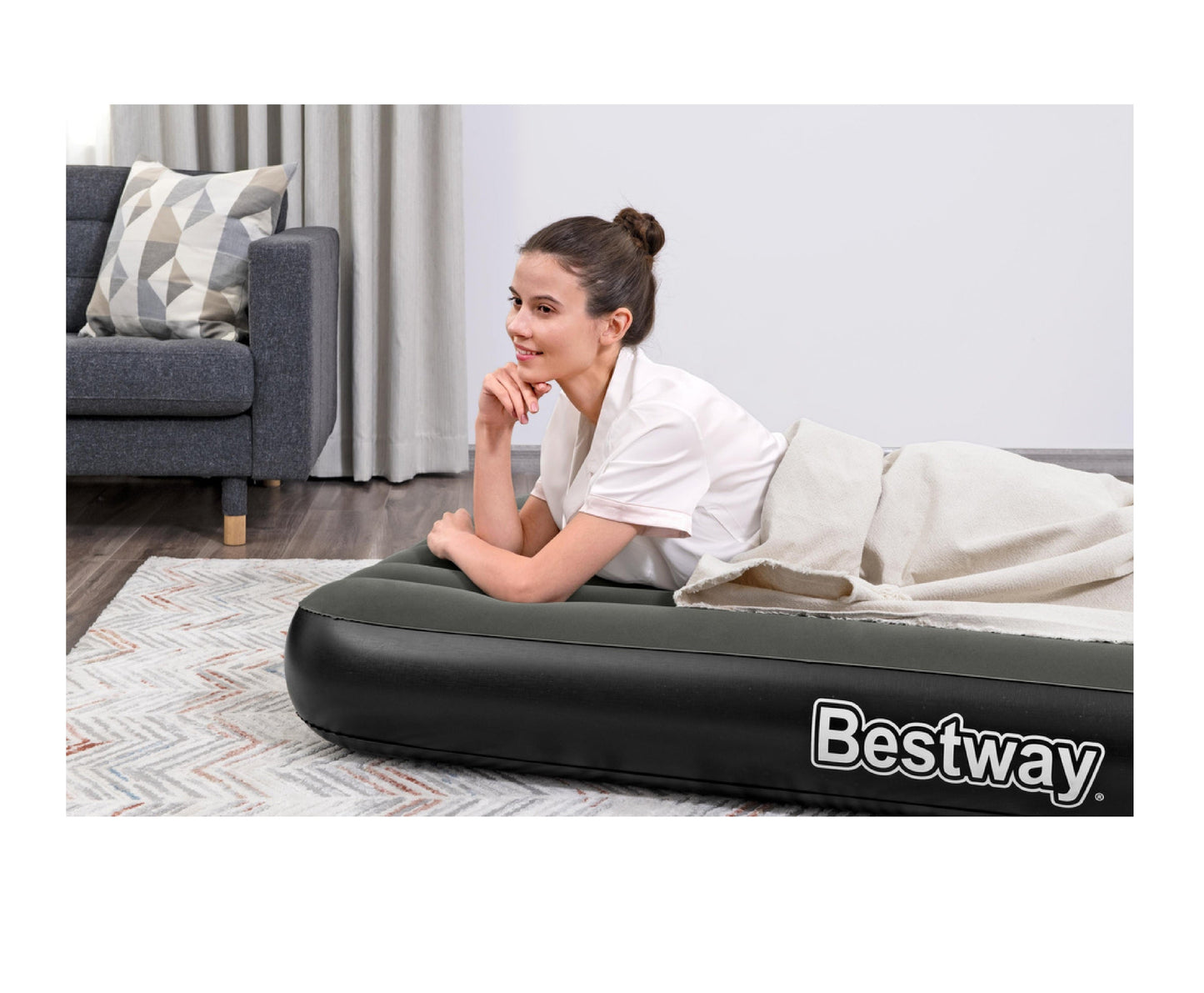 Saltea gonflabila Tritech Twin, 188x99x25 cm, gri, Bestway 21153