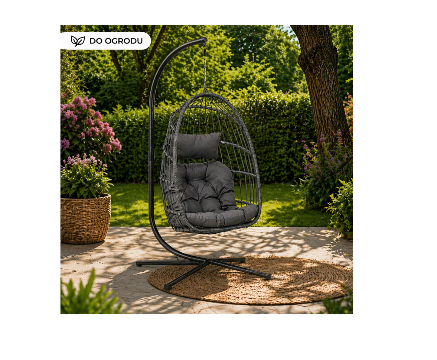 Balansoar suspendat de gradina Cocoon, 192 cm, gri, Lean 30645