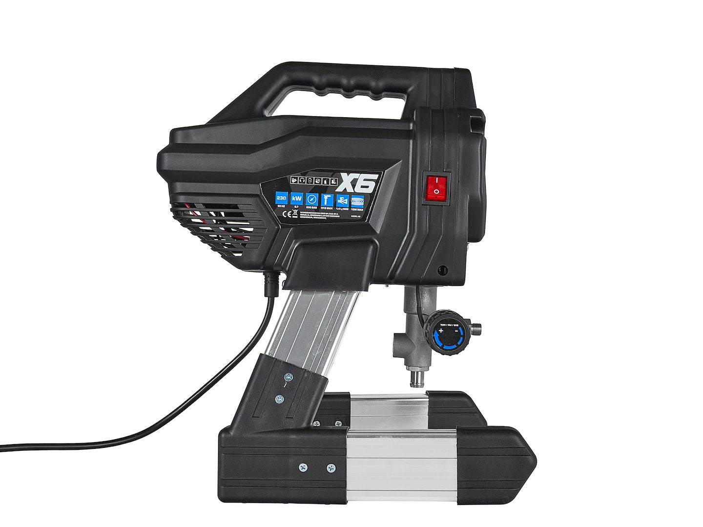 Agregat de vopsire hidrodinamic X6, 650 W, 200 bar, debit 1,4 l/min, cu pistol X-450 Si furtun de 7,5 m, Geko G80775