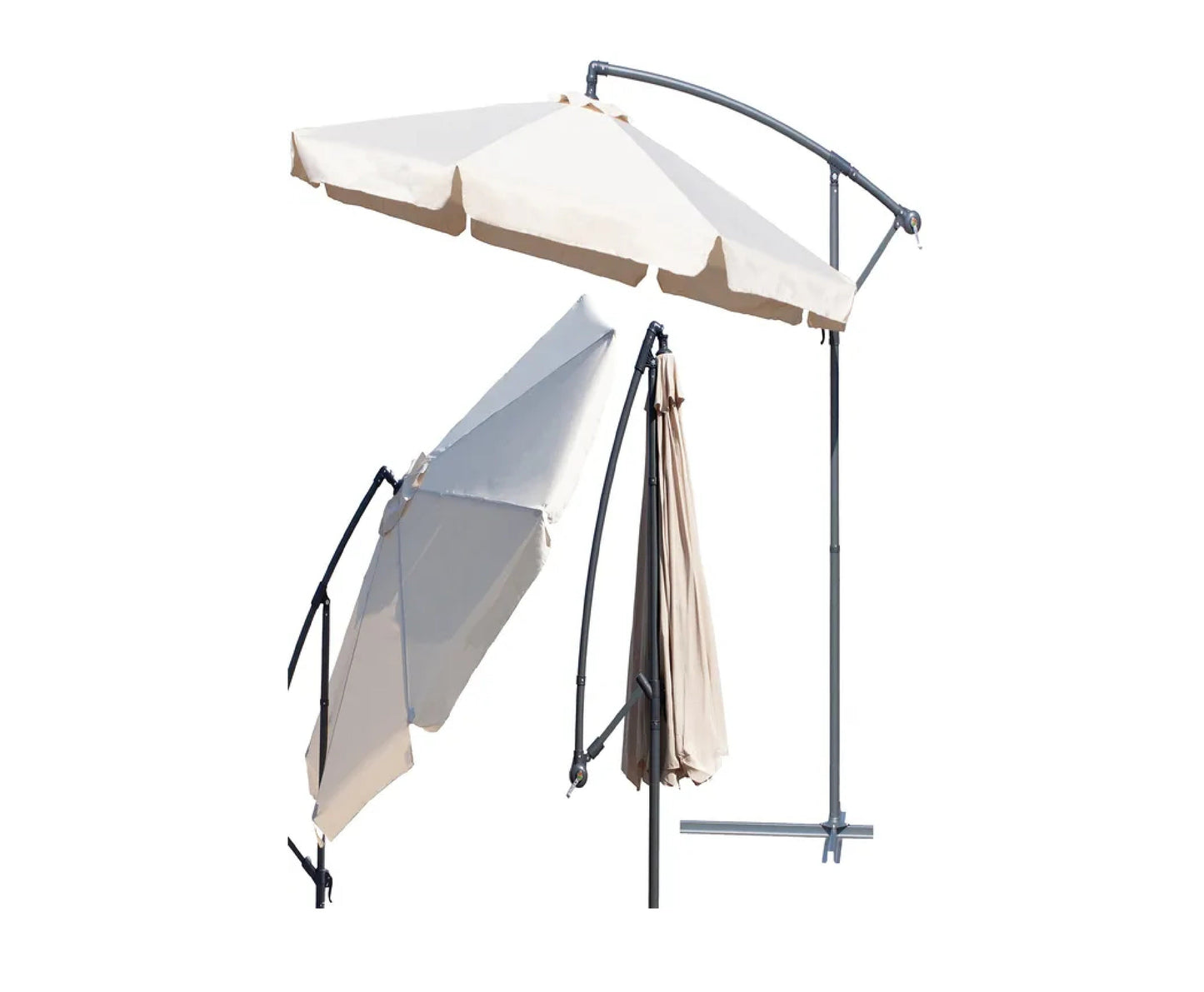 Umbrela de gradina pliabila cu husa Sunwaal, 350 cm, bej, MalTec 112650