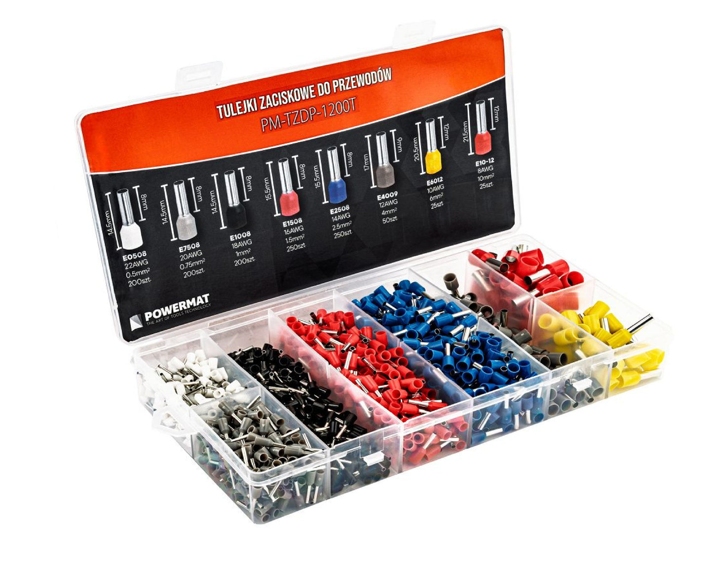 Set cleste pentru sertizare cu mansoane PM-ZDTK-175T, 1200 bucati, Powermat PM1408