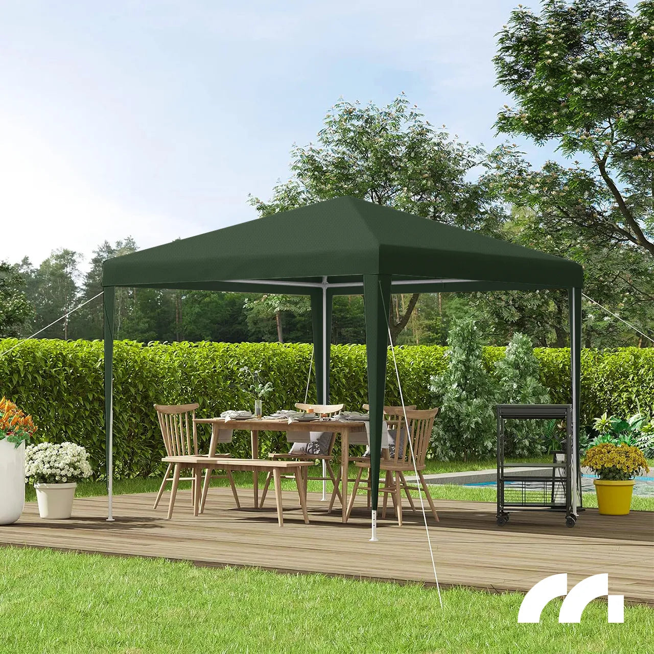 Cort de gradina pavilion, 3 x 3 x 1.9 m, verde, MalTec 112408