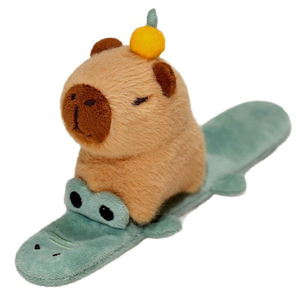 Bratara de plus crocodil si capibara, verde / maro, 23 cm, Lean 27544