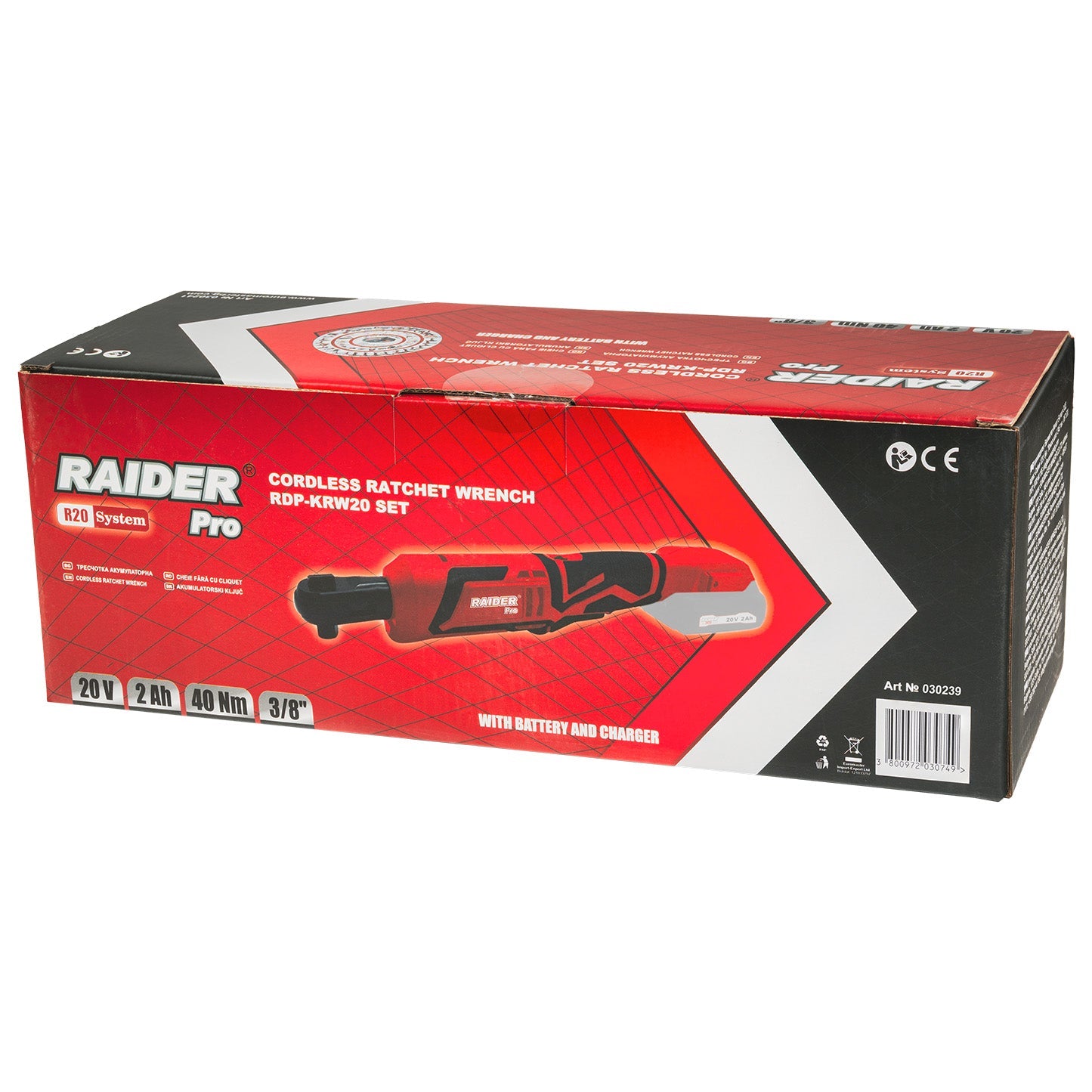 Cheie cu clichet RDP-KRW20 Solo (fara acumulator si incarcator), 3 / 8", 40 Nm, LED, Raider 030239