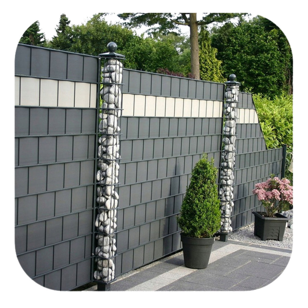 Banda adeziva de umbrire pentru gard cu protectie UV, 20 de cleme, gri inchis, 450 g/m², 19x35m, Lean 25849