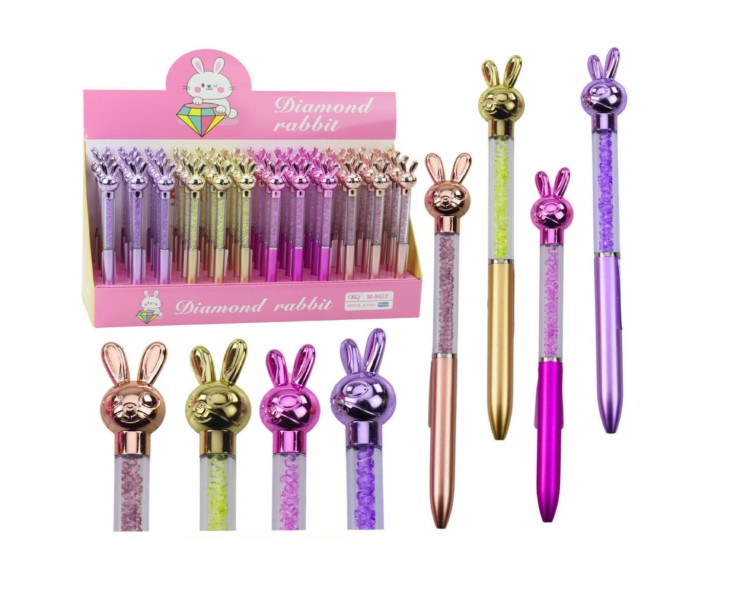 Pix cu figurina iepure si diamante, albastru, 0.7 mm, Lean 21565