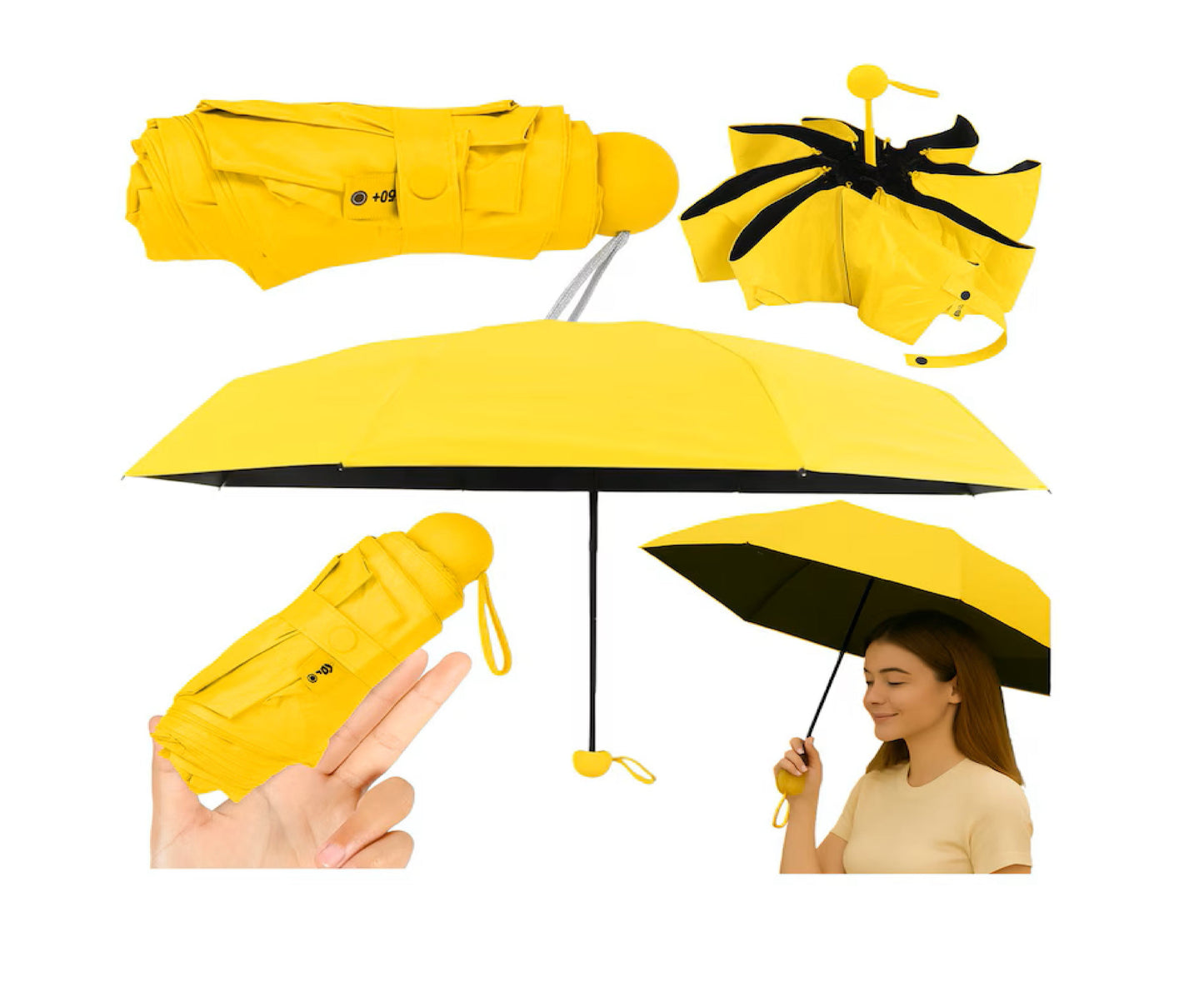 Umbrela pliabila cu protectie UV UPF50+, galben, Lean 27692