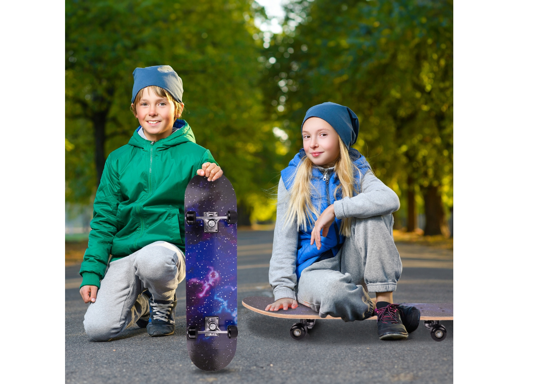 Skateboard pentru copii Galaxy ABEC-5, roti 50 mm, lungime 77 cm, MalPlay 112271
