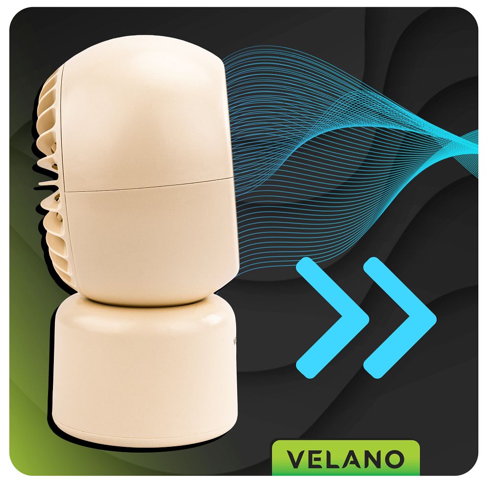 Mini ventilator de birou Velano, capacitate baterie 3600 mAh, Powermat VELWEBS0010