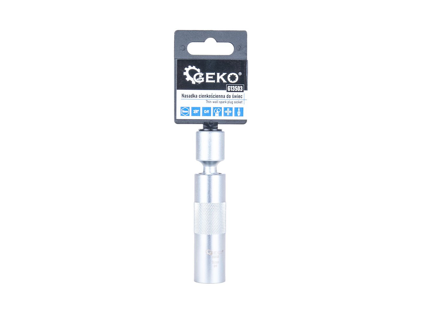 Cheie tubulara articulata pentru bujii, 16 mm, 3 / 8", Cr-V, Geko G13503