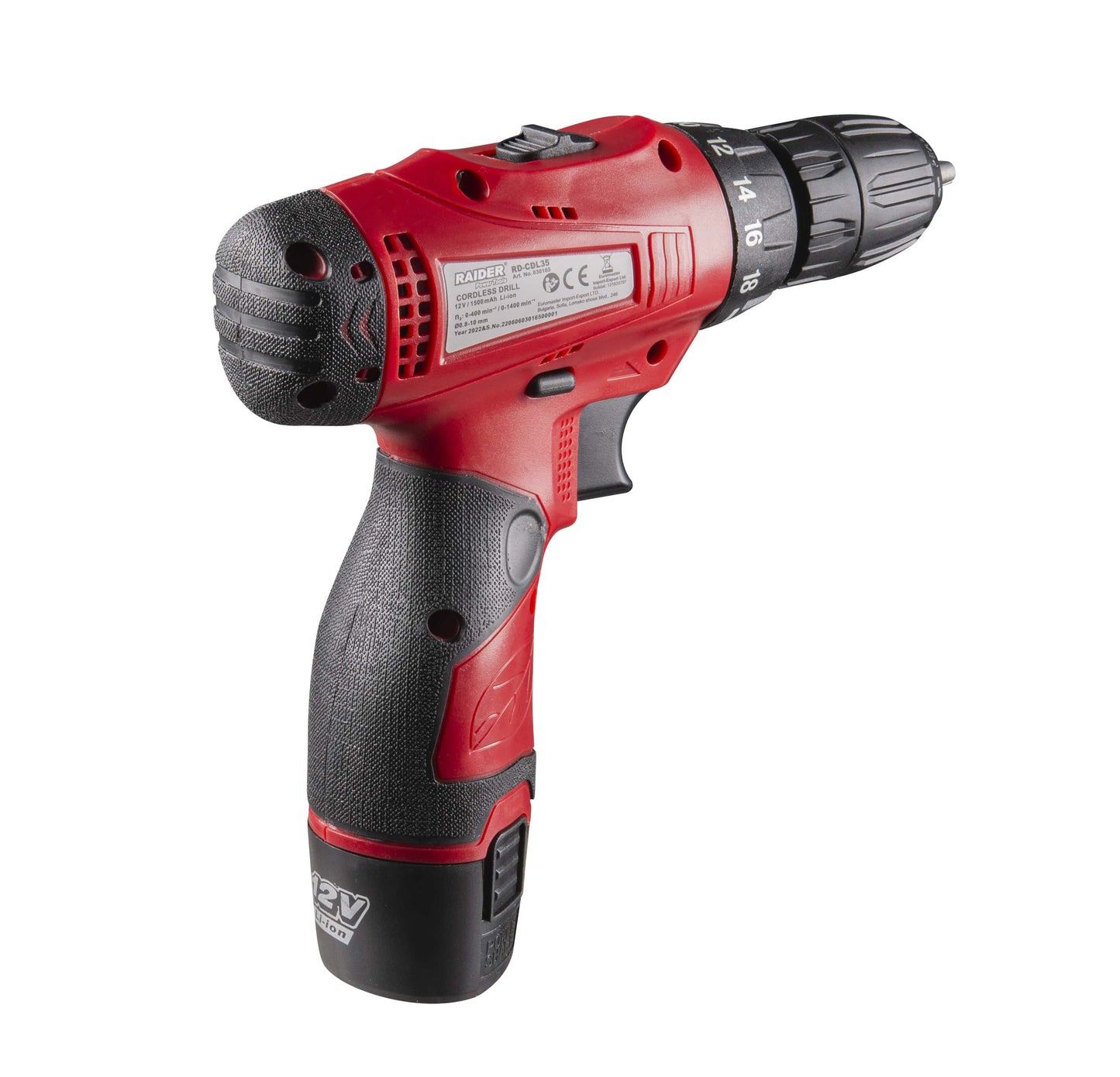 Bormasina cu acumulator RD-CDL35, 12 V, 2 x 1.5 Ah, 2 viteze, 24 Nm, Raider 030165