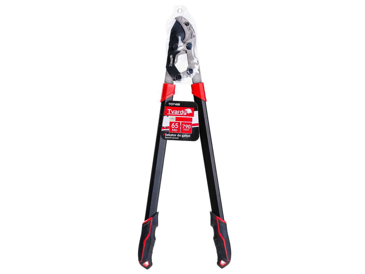 Foarfeca de gradina cu lama tip nicovala cu angrenaj, 790 mm, 65 Mn, PTFE, Tvardy T07418