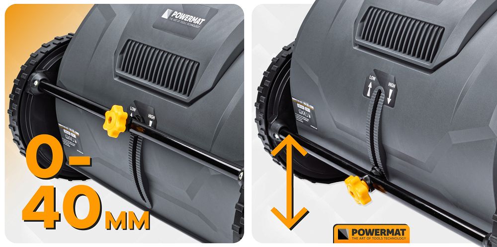 Colector manual de frunze PM-ZDL-530M, 0-40 mm, latime de lucru 530 mm, capacitate cos 100 l, Powermat PM1391