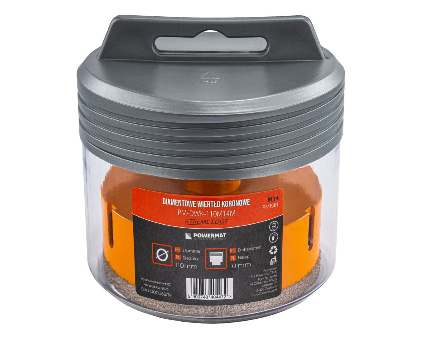 Carota diamantata pentru ceramica PM-DWK-110M14M, 110 mm, Powermat PM1581