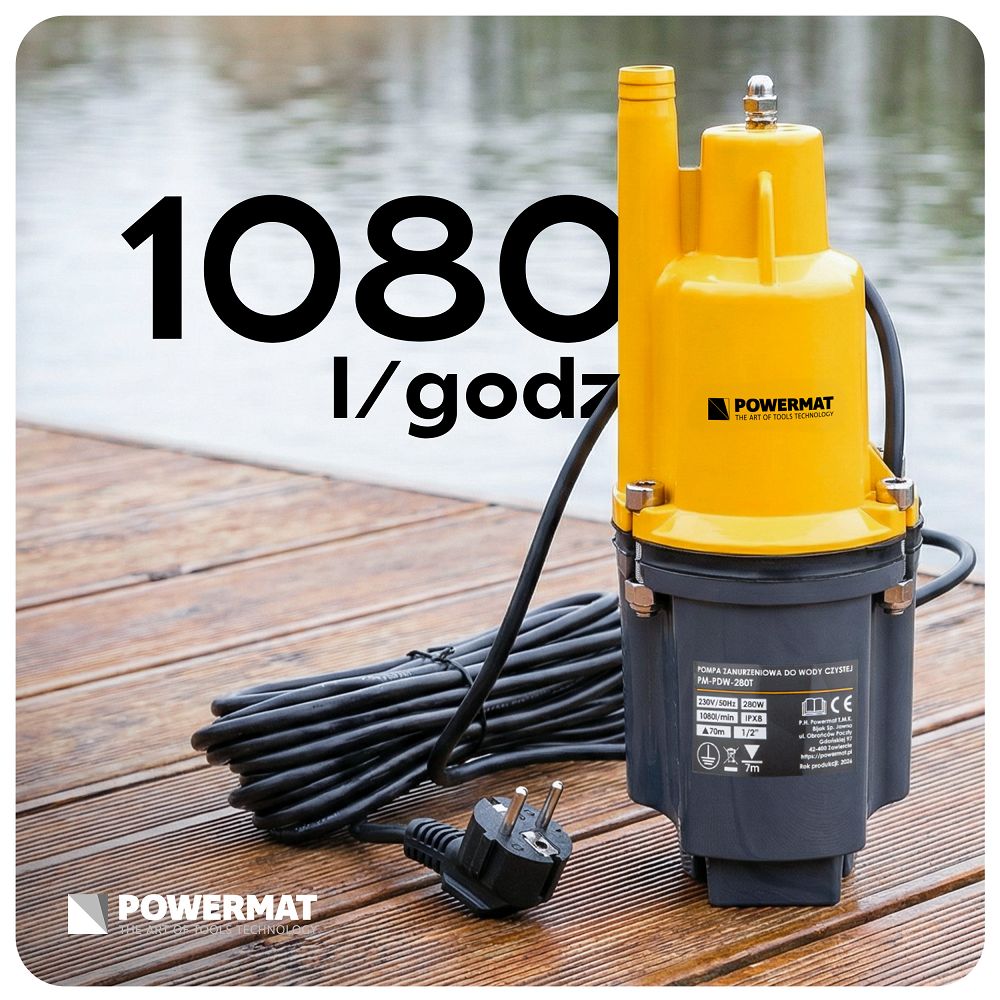 Pompa cu diafragma PM-PDW-280T, 280 W, 1080 l / h, Powermat PM1507