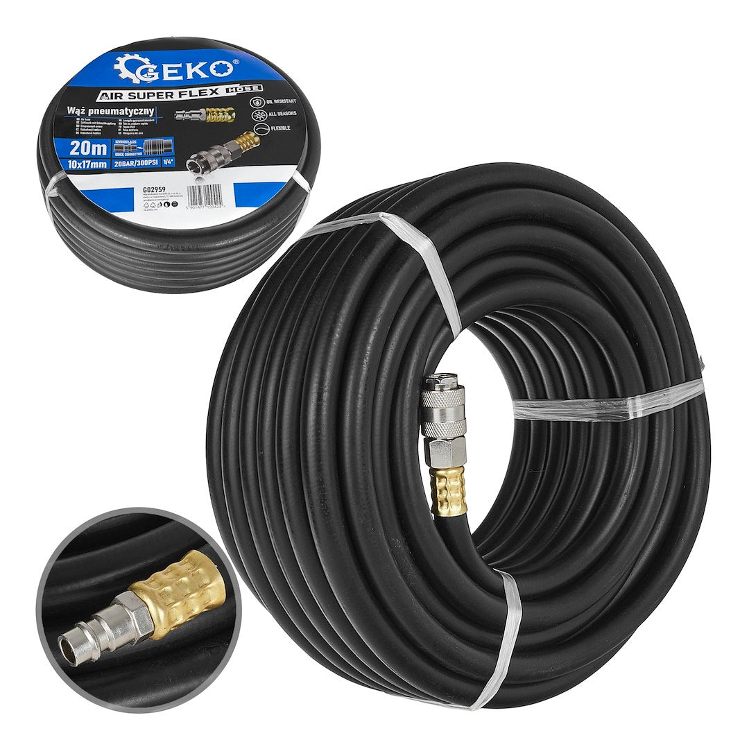 Furtun pneumatic din cauciuc, 20 m, 10 x 17 mm, Geko G02959