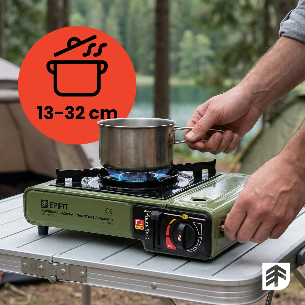 Aragaz pentru camping cu 1 arzator SPARK100, verde, MalTec 114159