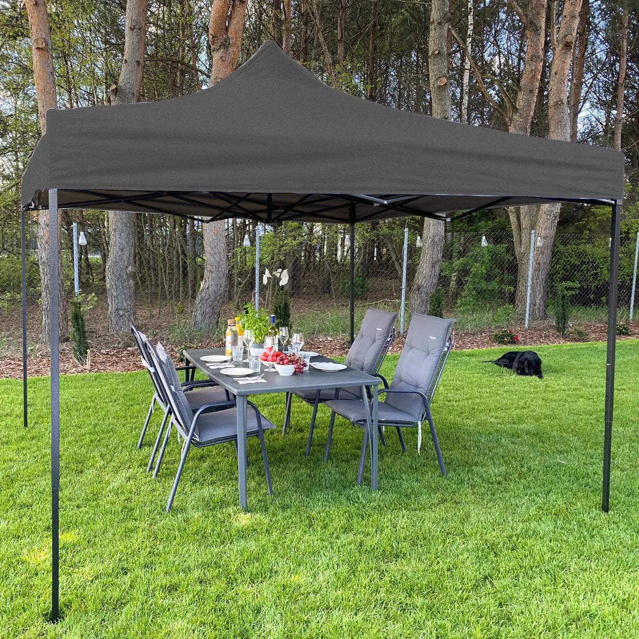 Cort de gradina pavilion3 x 3 x 3.1 m, gri, MalTec 112815