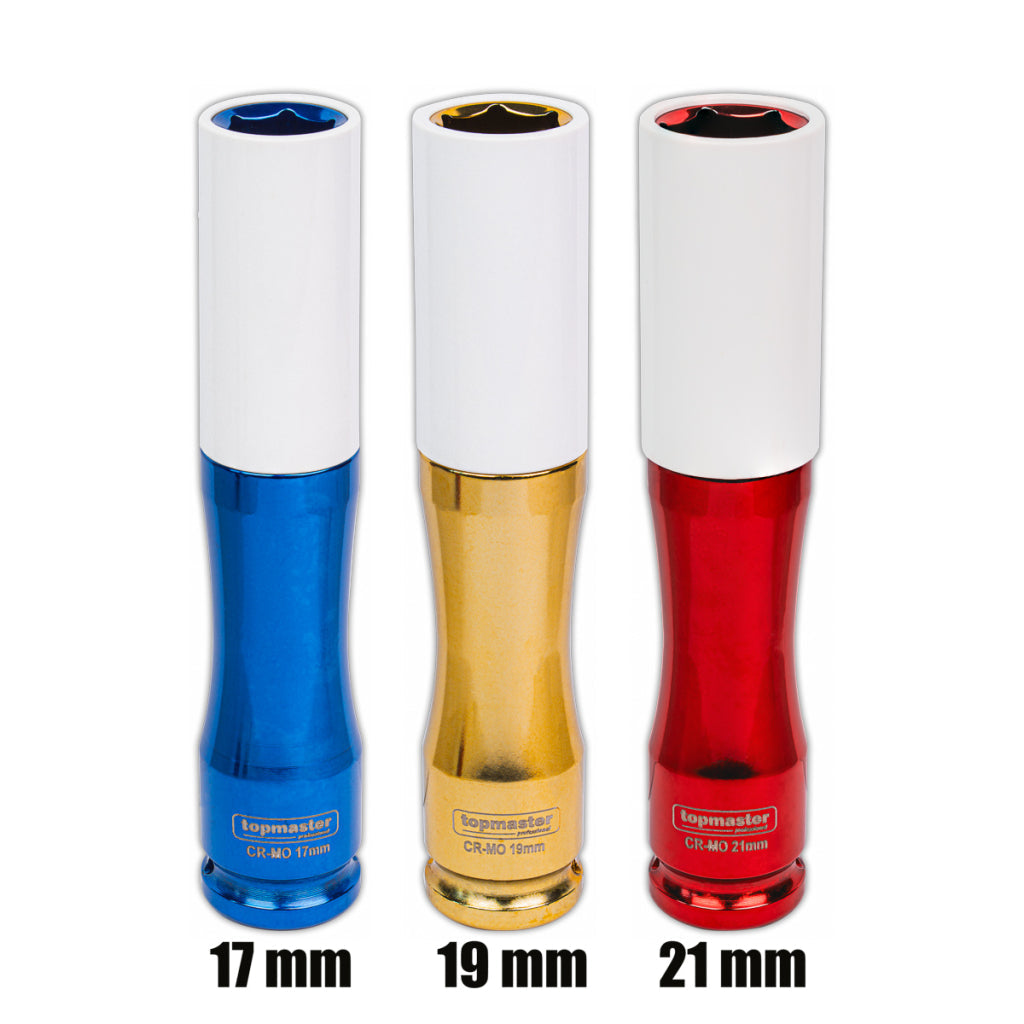 Set tubulare de impact, 1/2" 17,19,21mm cu protectie 150 mm, Topmaster 338808