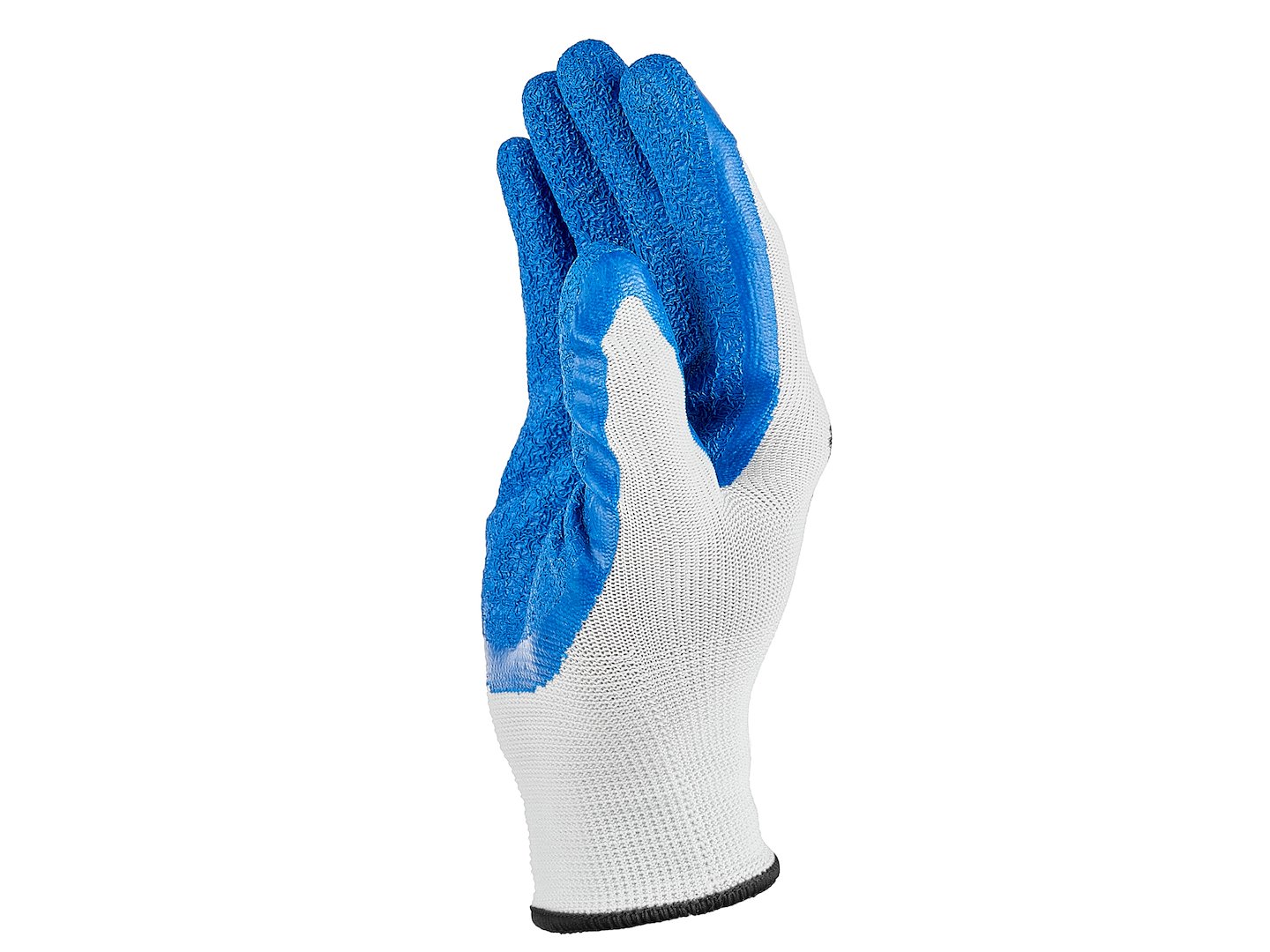 Manusi de protectie din poliester si acoperite cu latex, marimea 10, alb / albastru, Geko G75049