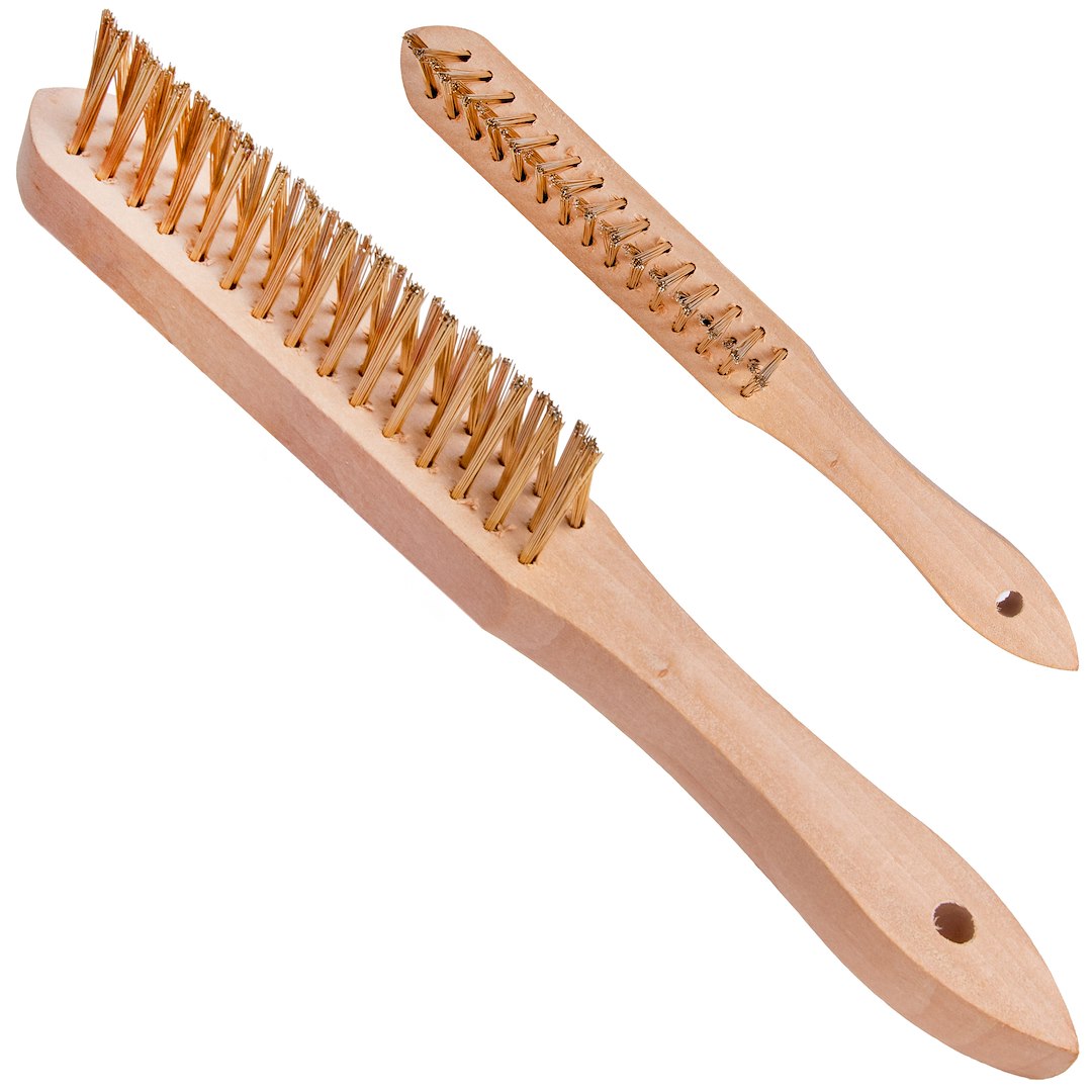 Perie de sarma pentru indepartarea ruginii, maner din lemn, peri de alama, Geko G00738