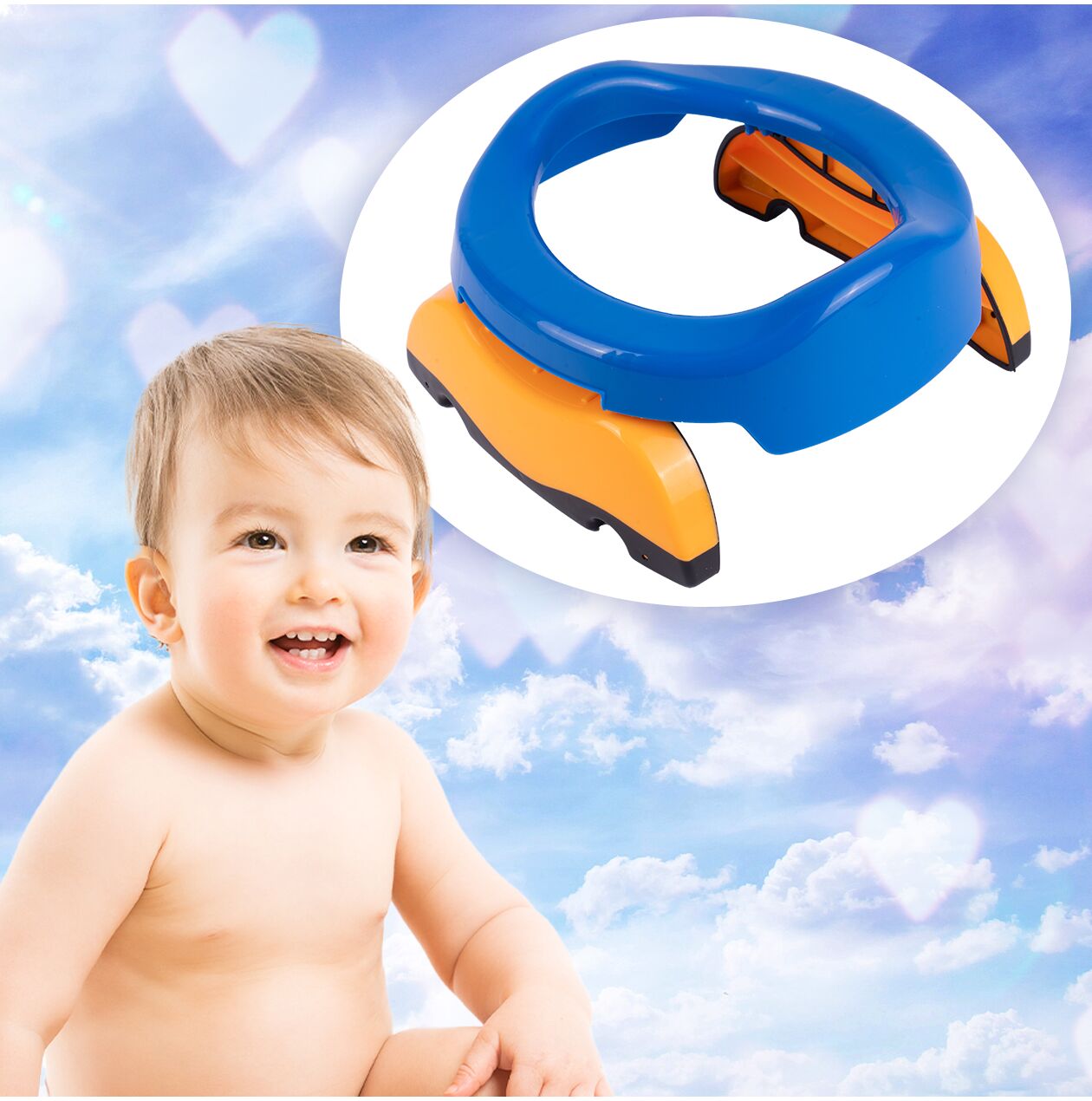 Olita portabila 2 in 1 pentru copii (suport toaleta si olita), albastru, MalPlay 111555