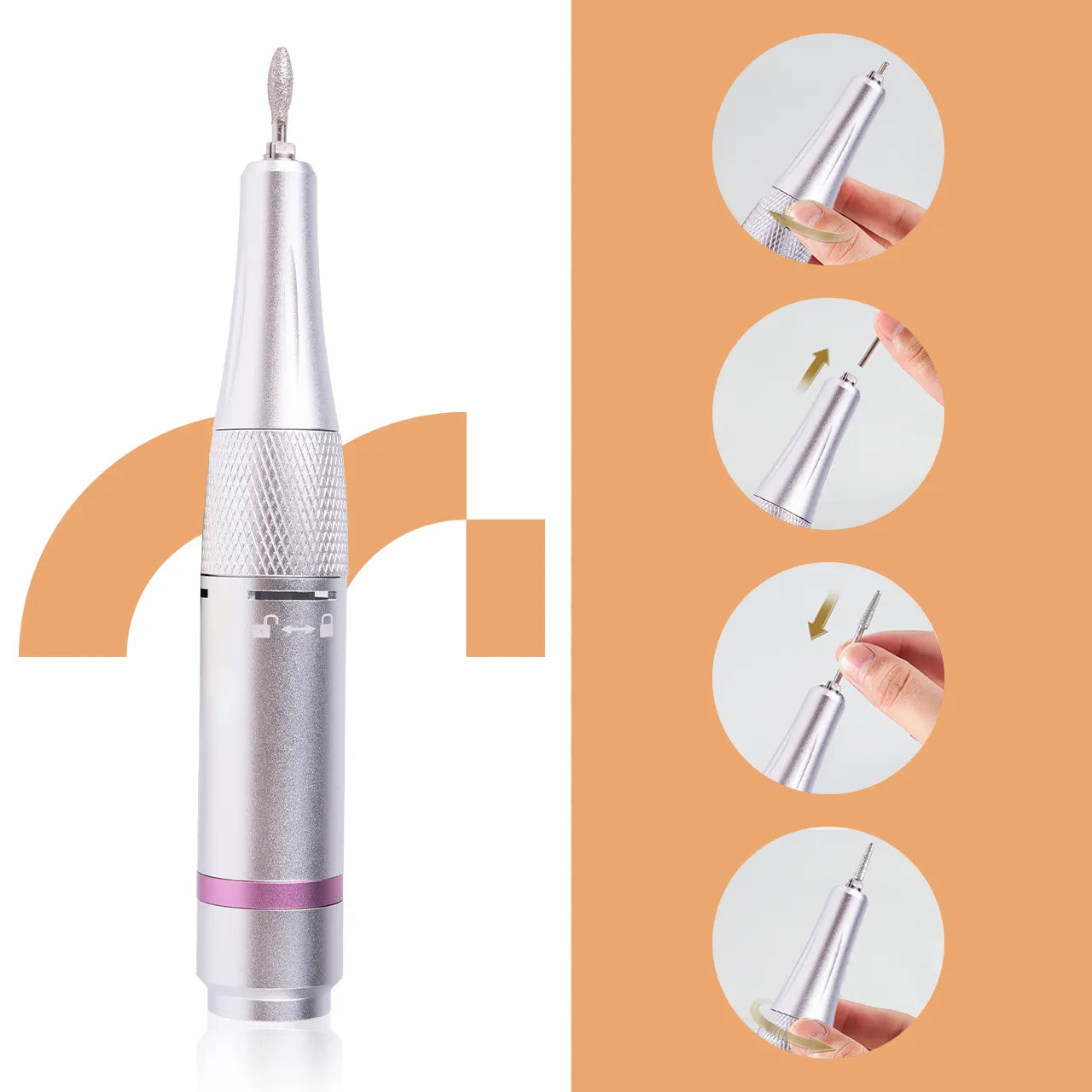 Set Pila electrica pentru unghii cu 12 freze interschimbabile Beauty ND6, 50 W, MalTec 112099