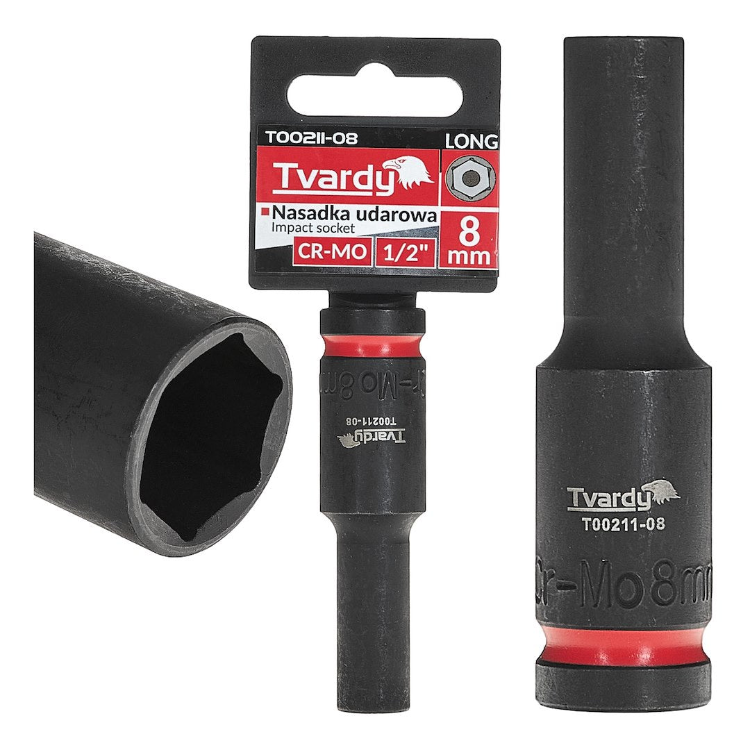 Cheie tubulara de impact lunga in 6 puncte 1 / 2", 8 mm, Cr-Mo, Tvardy T00211-08