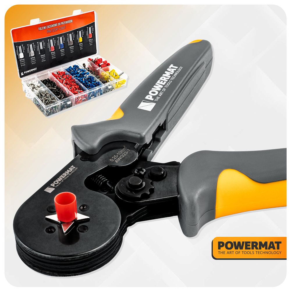 Set cleste pentru sertizare cu mansoane PM-ZDTK-175T, 1200 bucati, Powermat PM1408