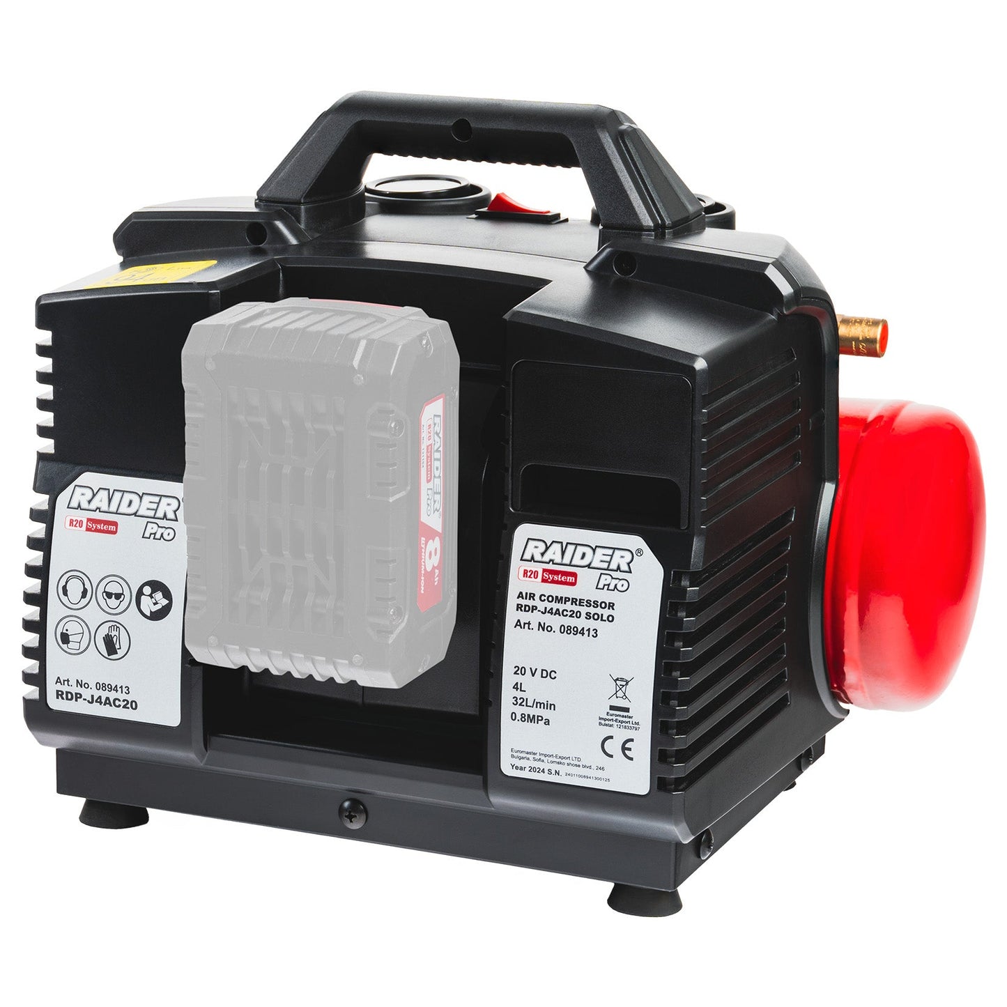 Compresor de aer RDP-J4AC20 Solo (fara acumulator si incarcator), 4 l, 32 l / min, 8 bar, Raider 089413