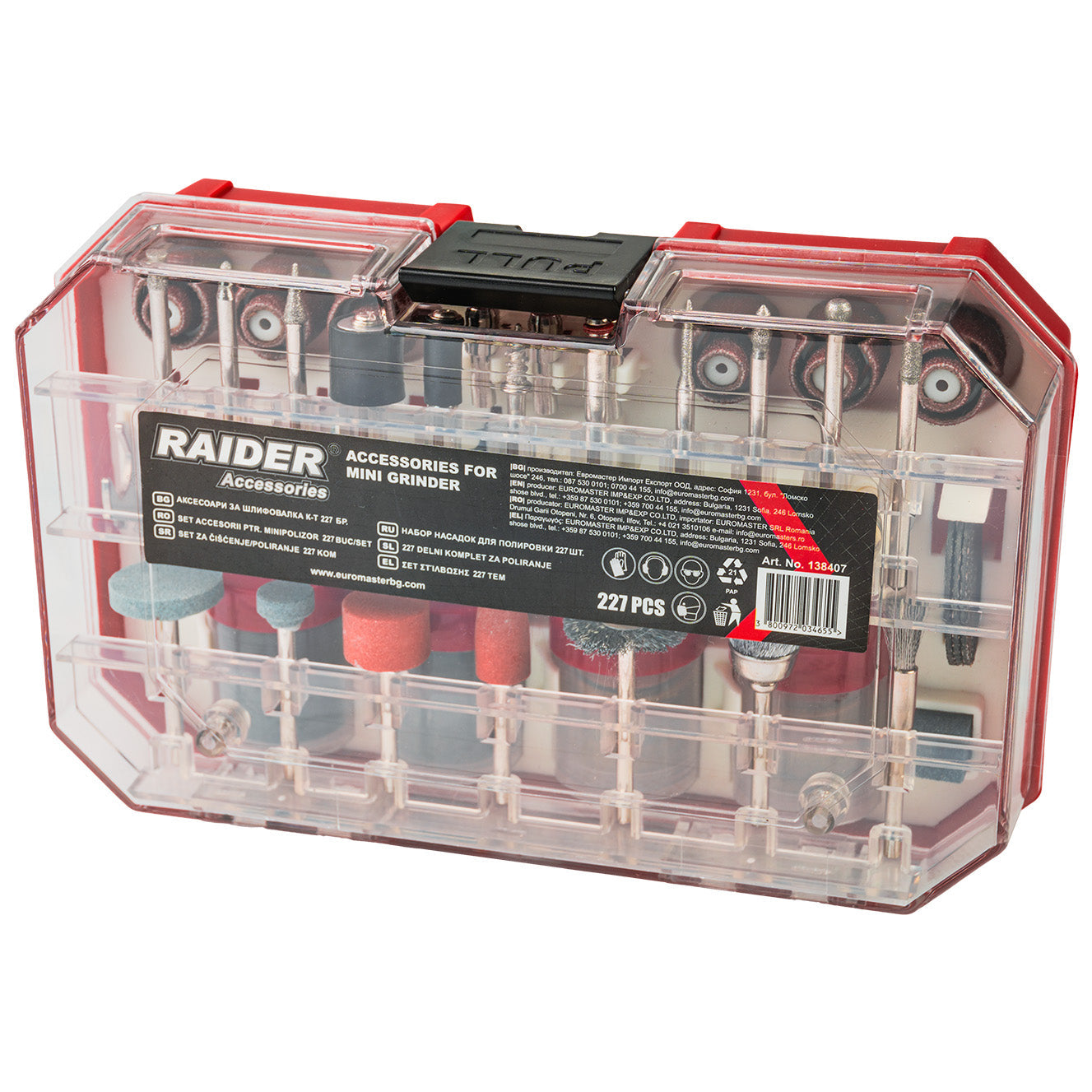 Set 227 accesorii pentru mini polizor, Raider 138407