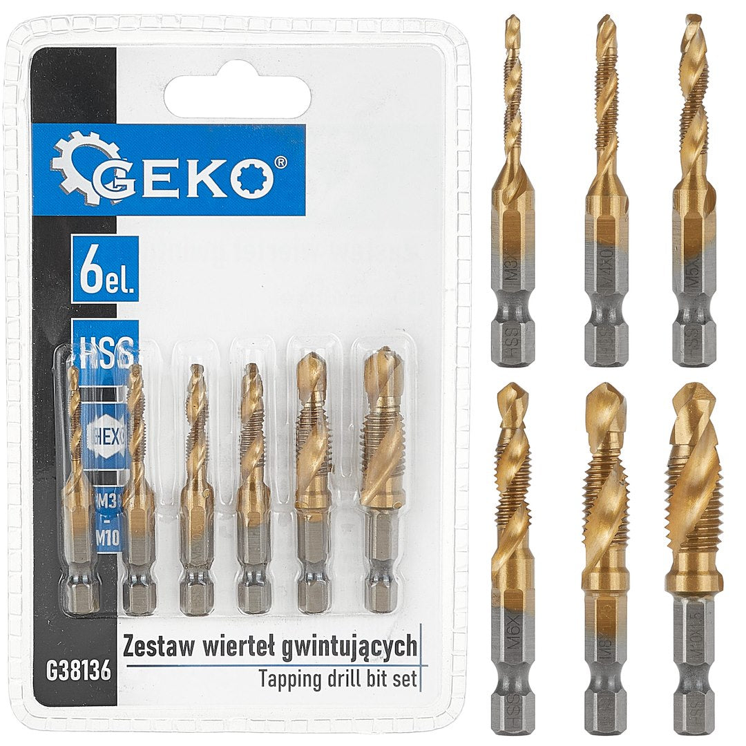 Set burghie HSS HEX M3-M10, 6 bucati, Geko G38136