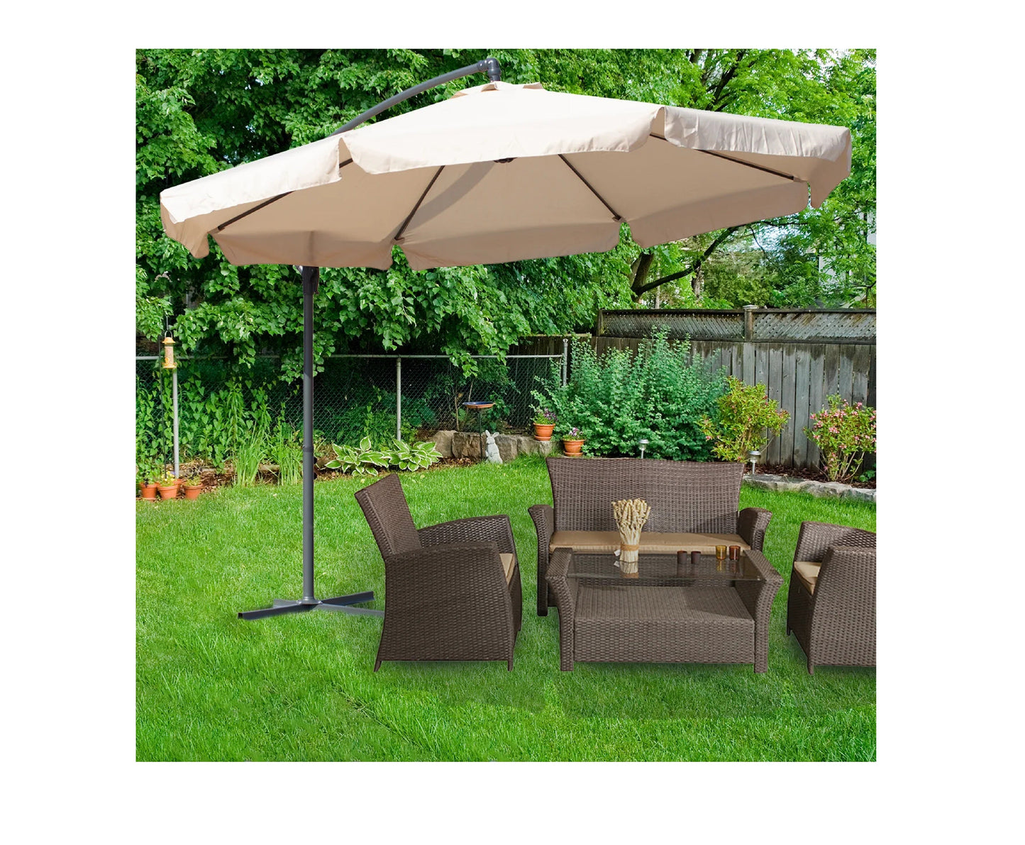 Umbrela de gradina pliabila cu husa Sunwaal, 350 cm, bej, MalTec 112650