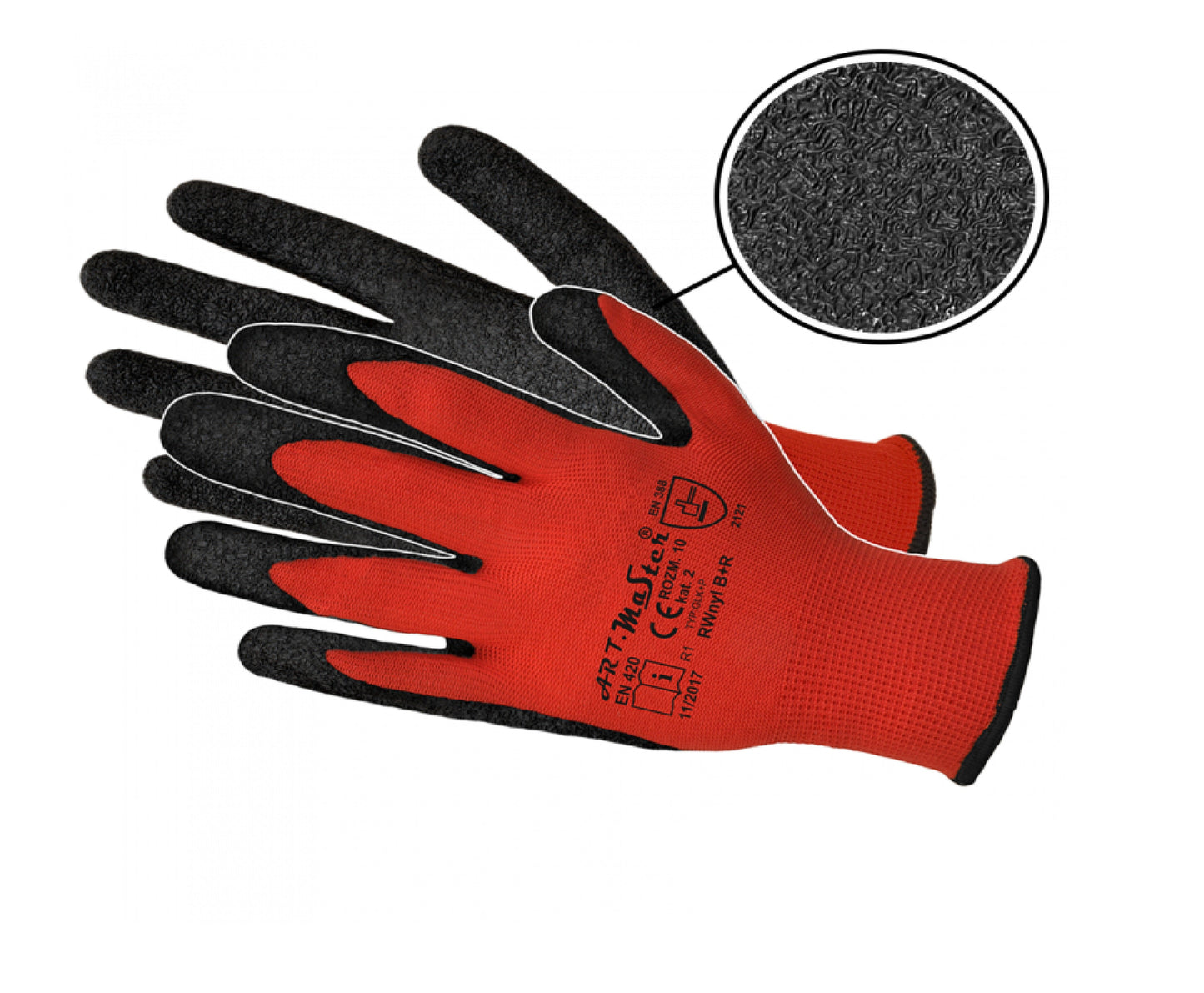 Manusi de protectie acoperite cu latex Rwnyl B+R cat.2, rosii, marimea 9, Artmas ART902056