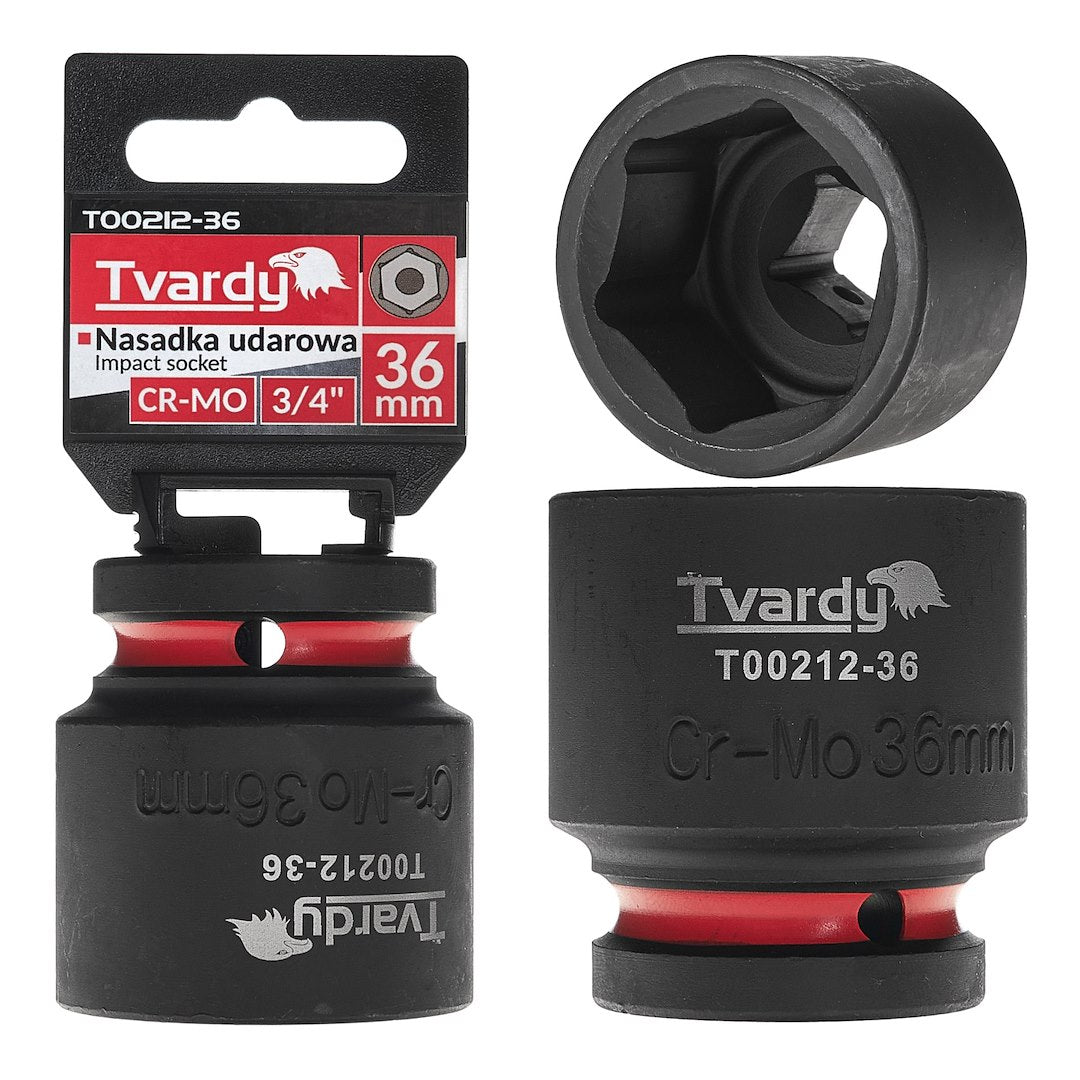 Cheie tubulara de impact in 6 puncte 3 / 4", 36 mm, Cr-Mo, Tvardy T00212-36