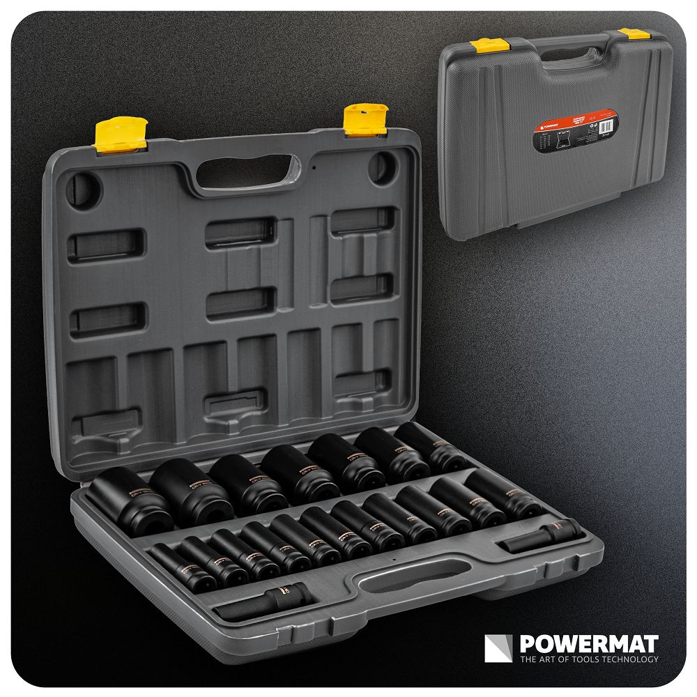 Set chei tubulare de impact HEX PM-ZNU-1038T, 10-38 mm, 1/2", 20 bucati, Powermat PM1382