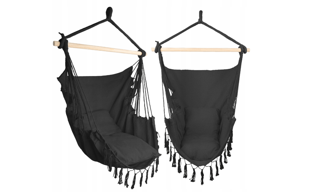 Balansoar suspendat cu perne, negru, 40 x 40 cm, MalTec 112864