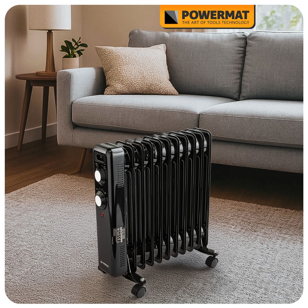 Radiator cu ulei PM-GOL-3000D, 2500 W, 11 elementi, termostat reglabil, Powermat PM1399