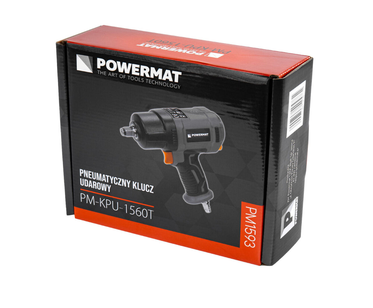 Cheie pneumatica PM-KPU-1560T, 1560 NM, 1/2", 8000 RPM, MAX. 8 BAR, 115 L/MIN, Powermat PM1593