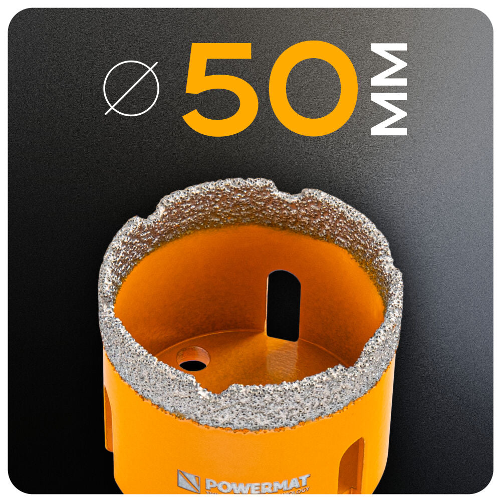 Carota diamantata pentru ceramica PM-DWK-50M14M, 50 mm, Powermat PM1576
