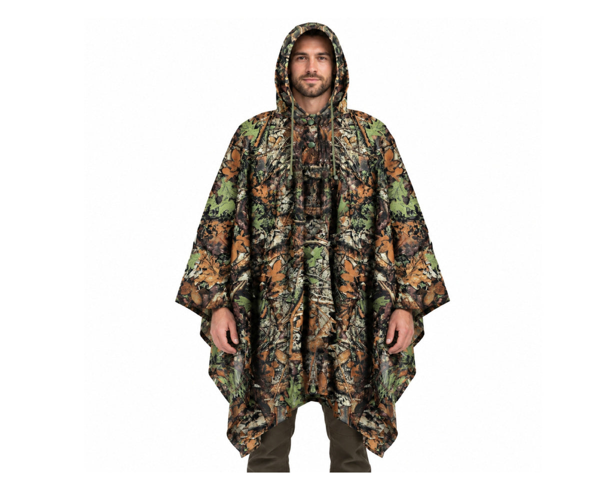 Poncho de camuflaj 3D cu gluga, 130 x 110 cm, Lean 31257
