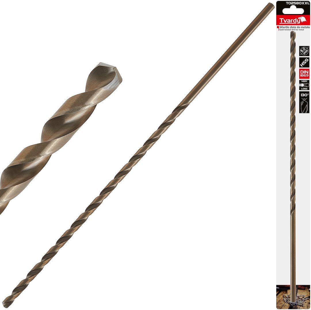 Burghiu HSS pentru metal, 8 x 390 mm DIN1869, Tvardy T02580XXL