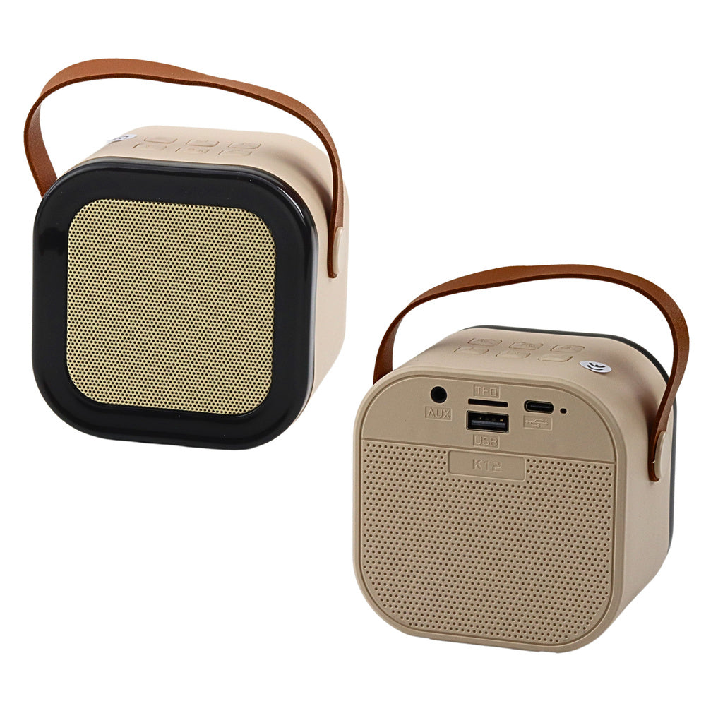 Set karaoke cu boxa si microfon wireless K12 RGB, bluetooth, bej, Lean 24547