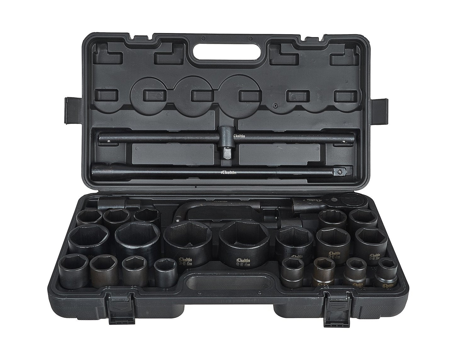 Set chei tubulare de impact, 3 / 4", 1", 6 varfuri, 17-65 mm, 26 piese, Keltin K00095