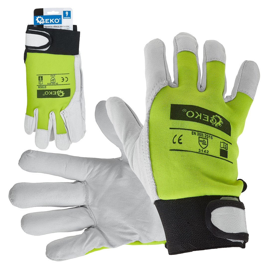 Manusi de lucru din piele de capra, marimea 9, Geko G73536